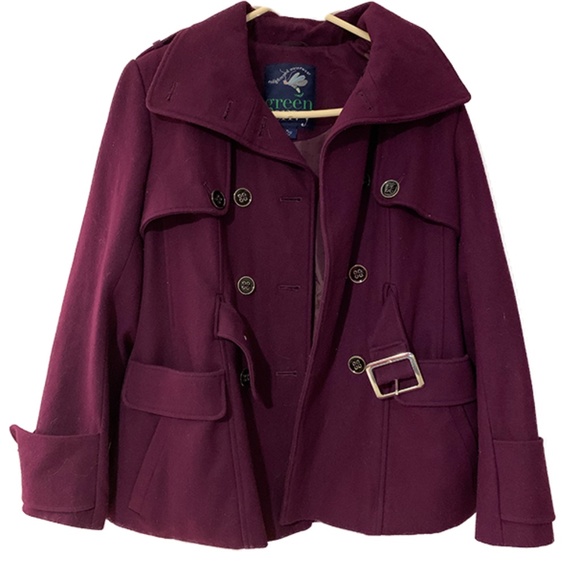 Purple Double Breasted Pea Coat - Picture 2 of 4